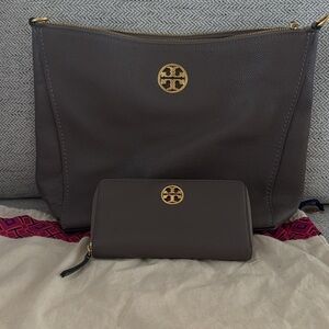 Tory Burch Gray Shoulder Bag with Wallet